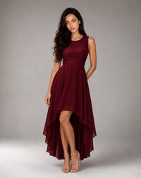 Clara Lace-Bodice High-Low Chiffon Dress