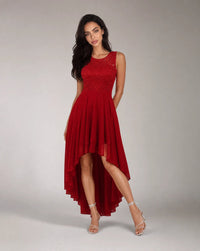 Clara Lace-Bodice High-Low Chiffon Dress