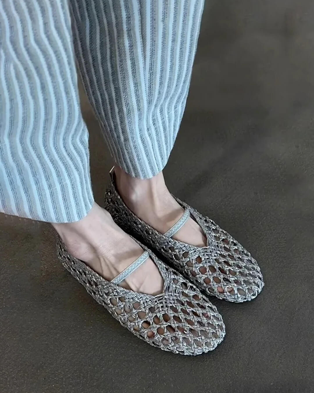 Clara Metallic Woven Mary Jane Flats
