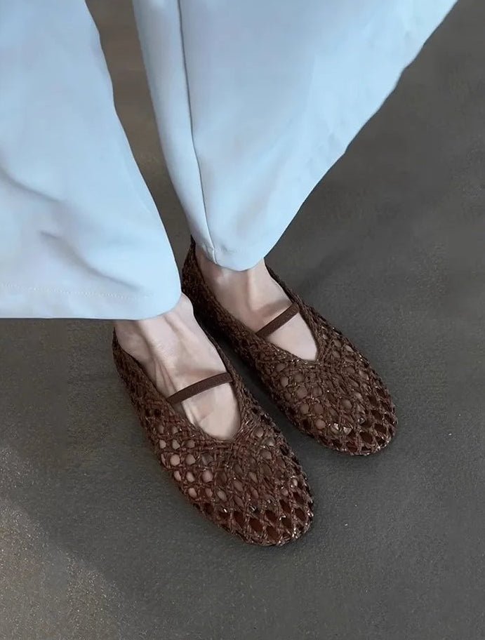Clara Metallic Woven Mary Jane Flats