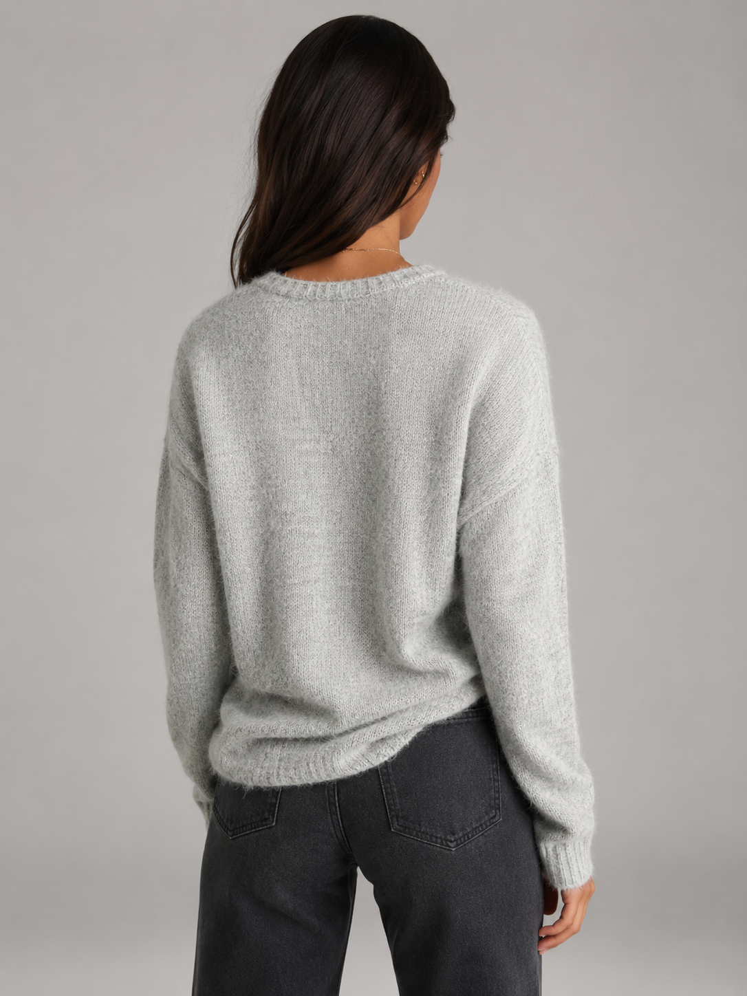 Clara Soft Crewneck Button-Front Knit Cardigan