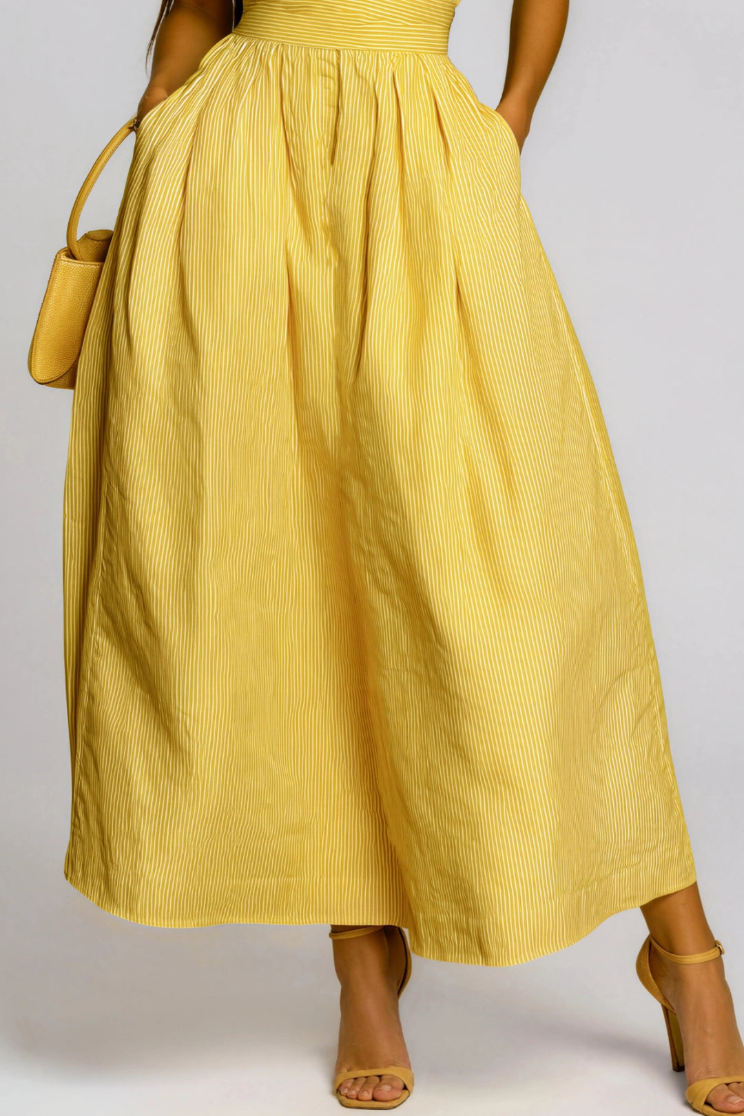 Cressida Striped Halter-Neck Collared Maxi Dress