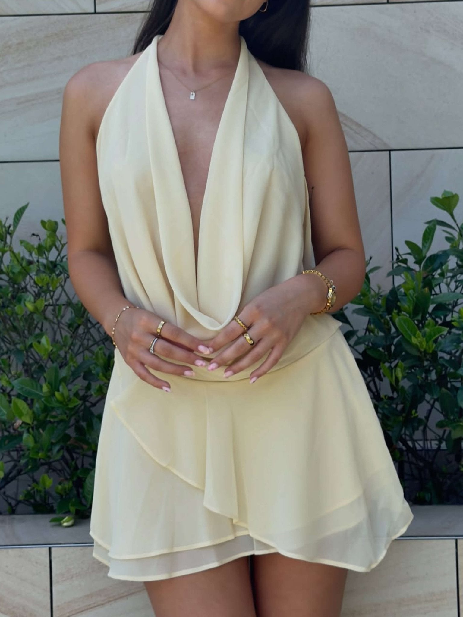 Dahlia Draped Halter Mini Dress
