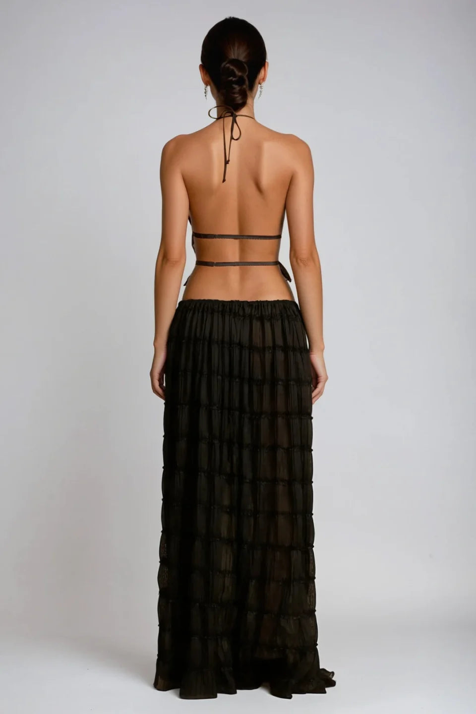 Elara Textured Halter Top Maxi Skirt Set