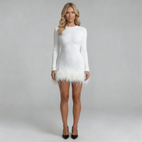 Elara Feather Trim Mini Dress Cocktail Evening