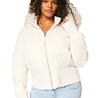 Elira Fur-Trimmed Hooded Bomber Winter Jacket