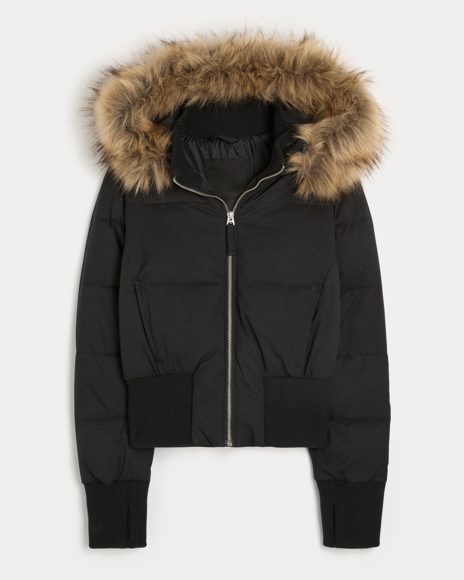 Elira Fur-Trimmed Hooded Bomber Winter Jacket