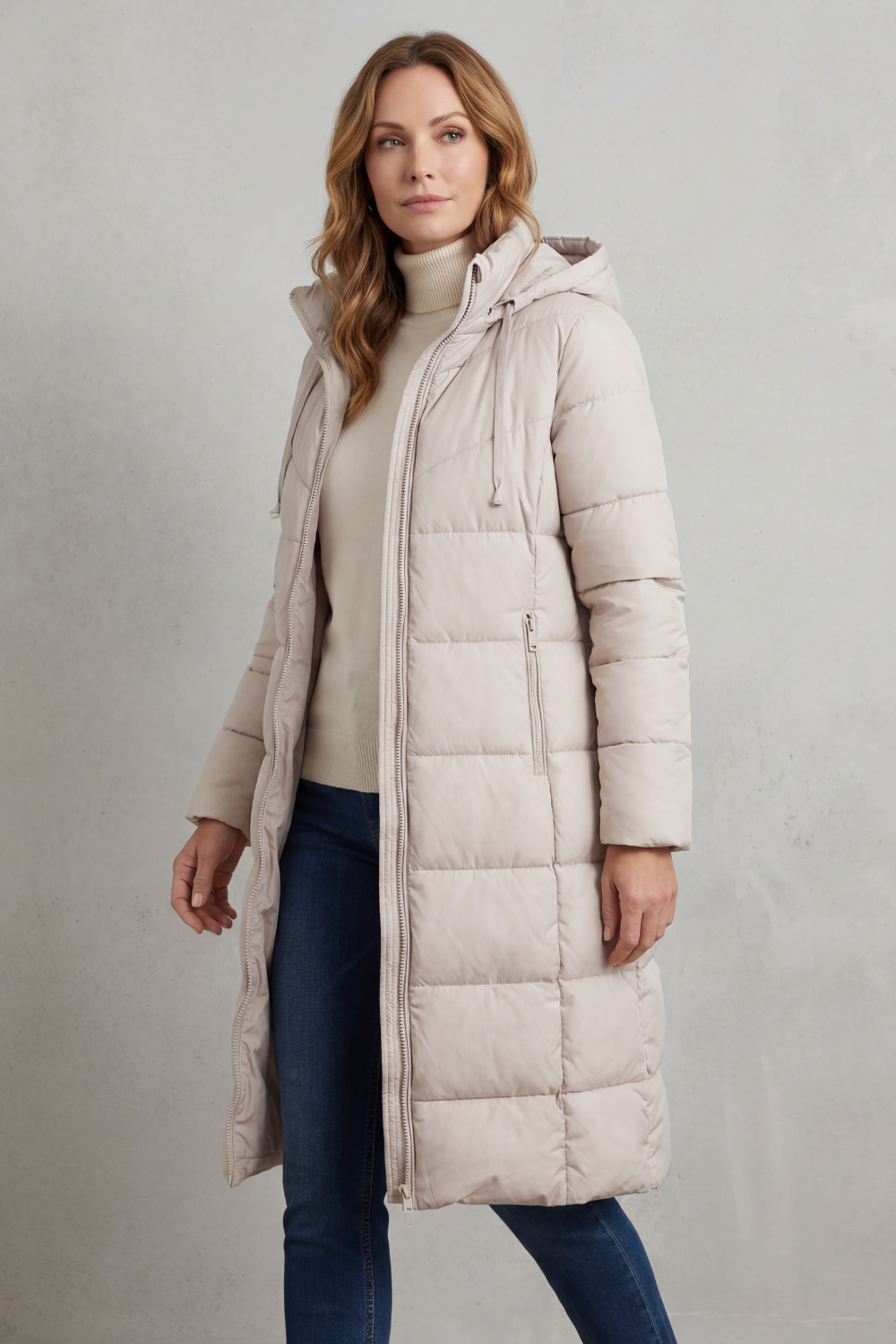 Elise Hooded Longline Quilted Puffer Coat