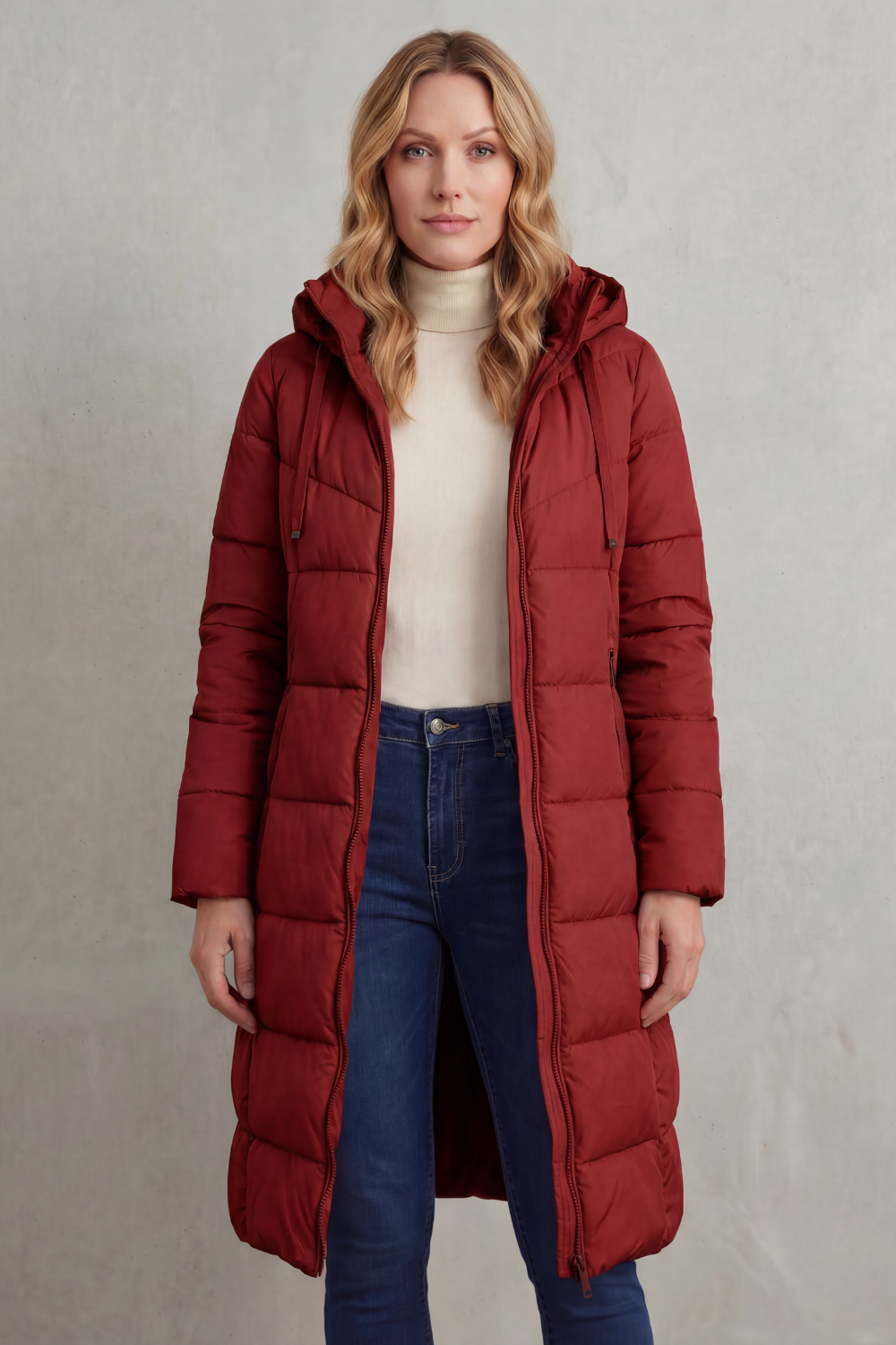 Elise Hooded Longline Quilted Puffer Coat