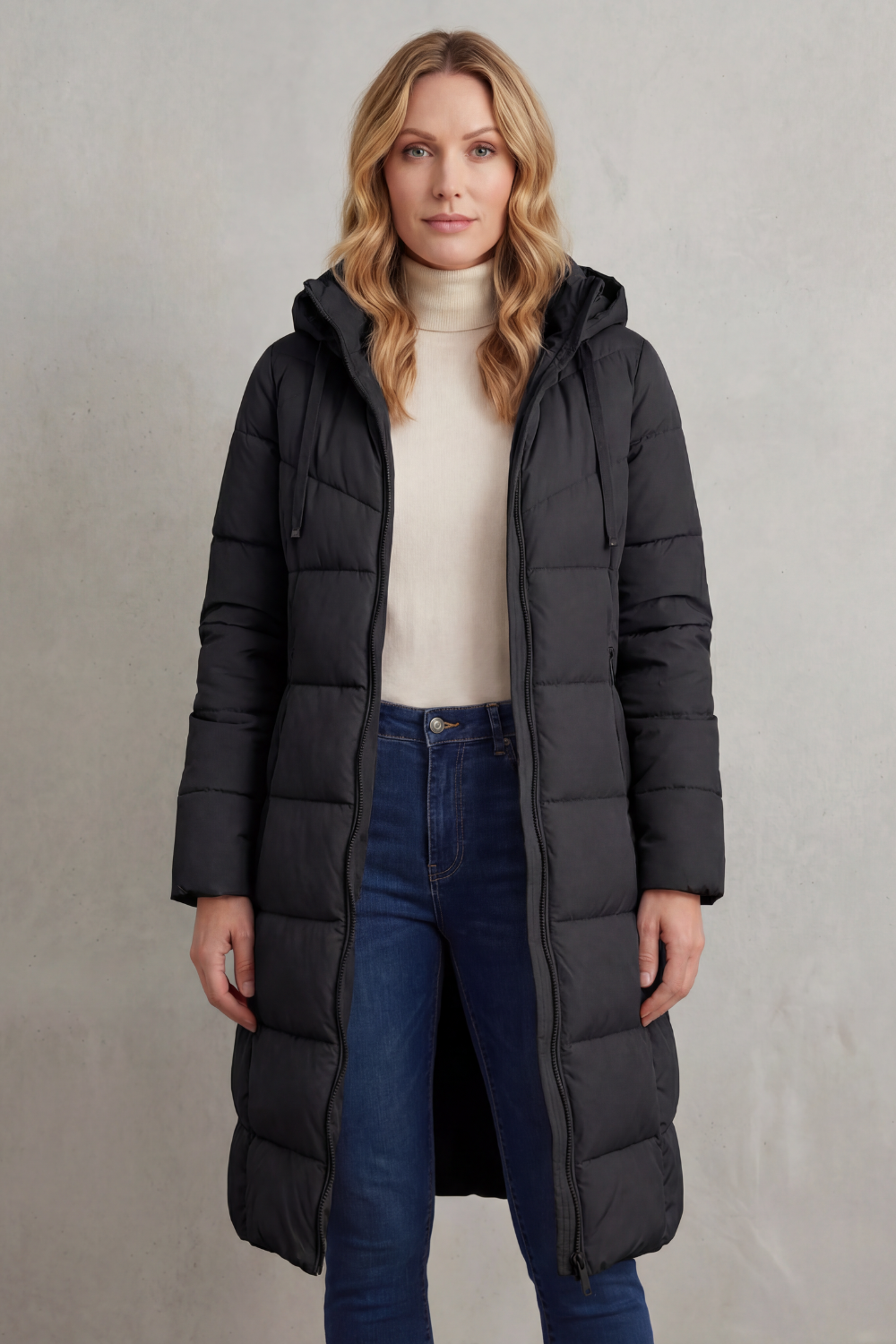 Elise Hooded Longline Quilted Puffer Coat