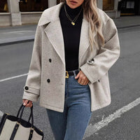 Aurelia Double-Breasted Oversized Wool-Blend Short Coat