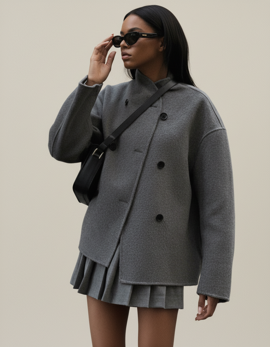 Élodie Asymmetrical Button Coat