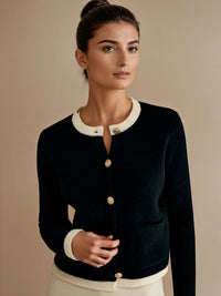 Éloise Parisian Contrast Knit Cardigan