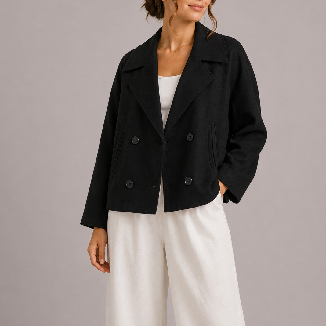 Elowen Double-Breasted Boxy Wool-Blend Jacket