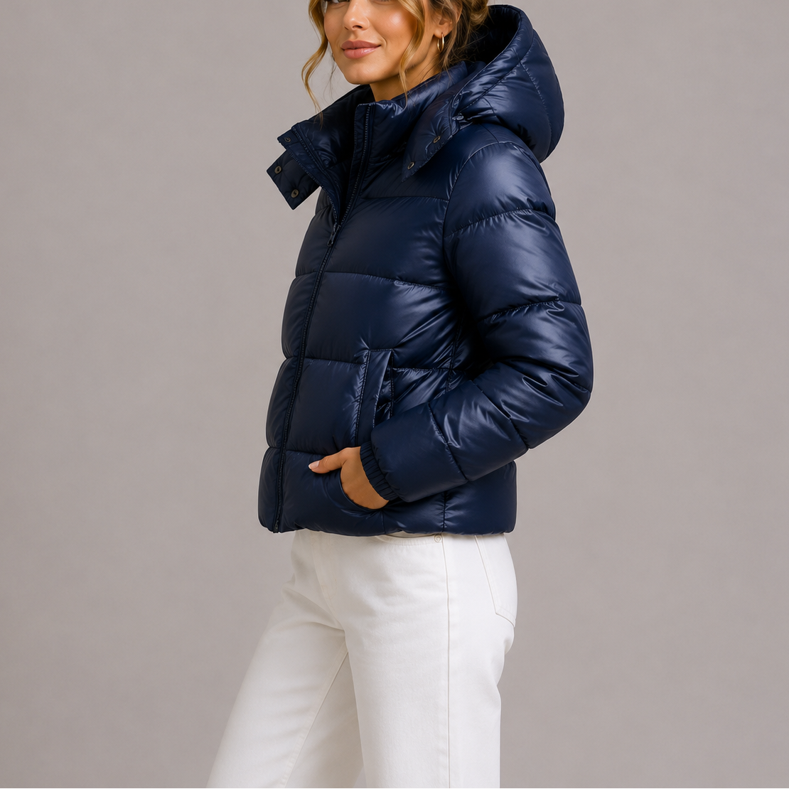 Elowen Glossy Hooded Quilted Puffer Jacket