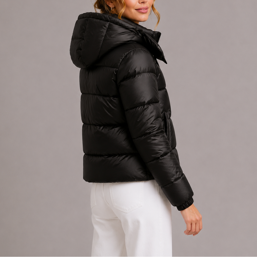 Elowen Glossy Hooded Quilted Puffer Jacket
