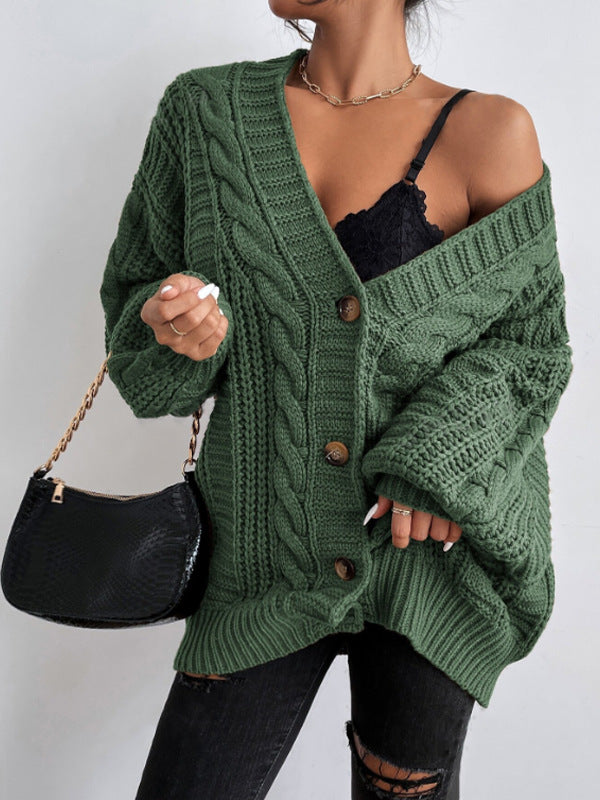 Elowen Oversized Chunky Cable-Knit Cardigan