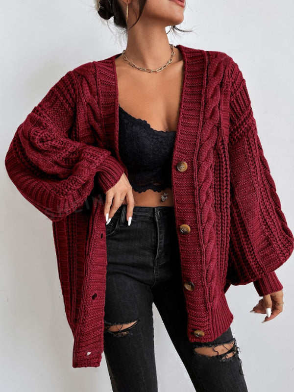Elowen Oversized Chunky Cable-Knit Cardigan