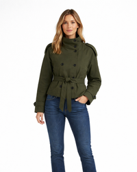 Elowen Short Belted High-Neck Trench Jacket