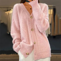 Elowen Textured Cable-Knit Button Cardigan