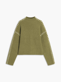 Elowyn Oversized Contrast Stitch Knit Sweater