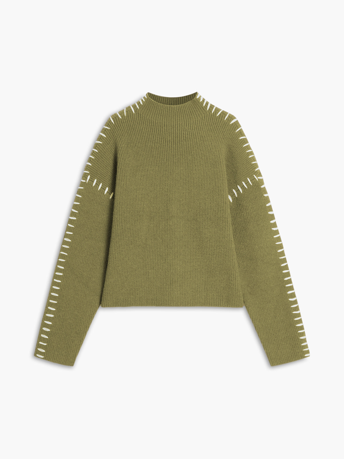 Elowyn Oversized Contrast Stitch Knit Sweater