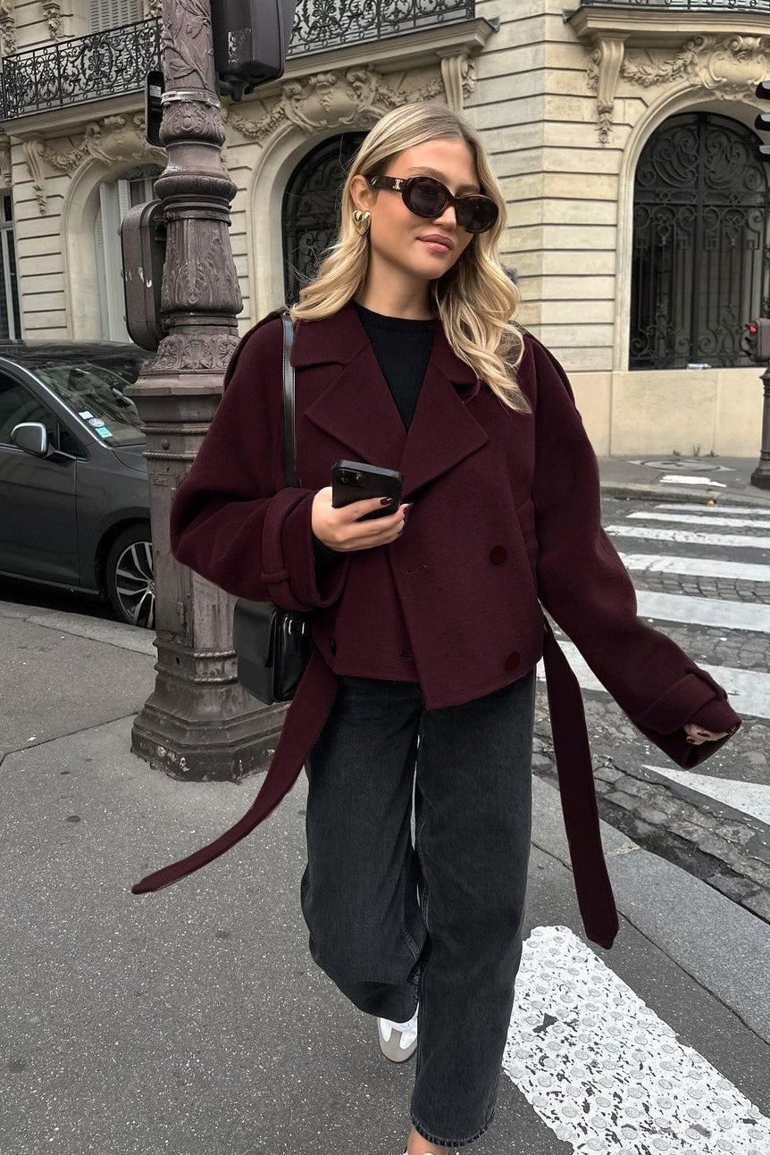 Elowyn Short Wool Blend Autumn Coat