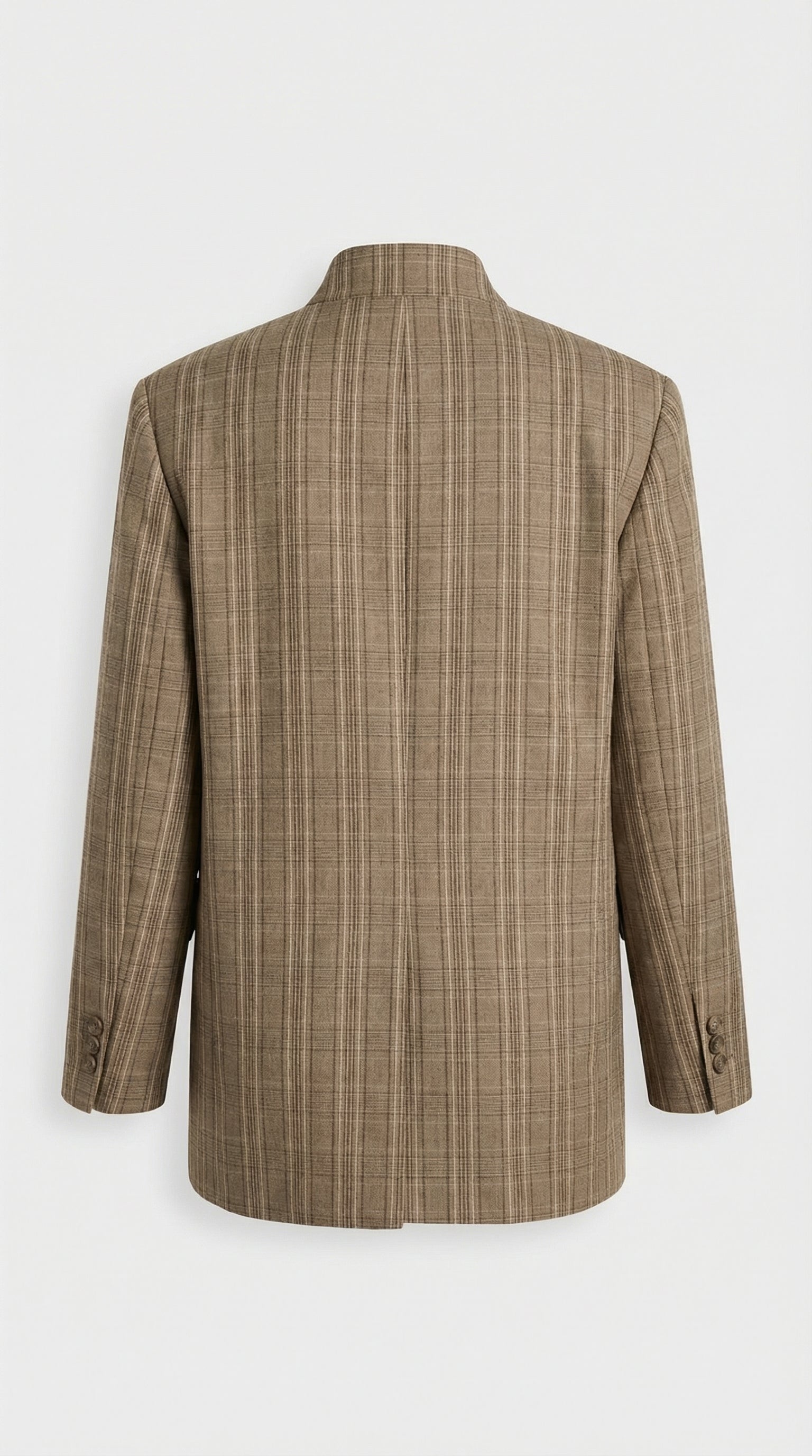 Elowyn Structured Plaid Stand Neck Blazer