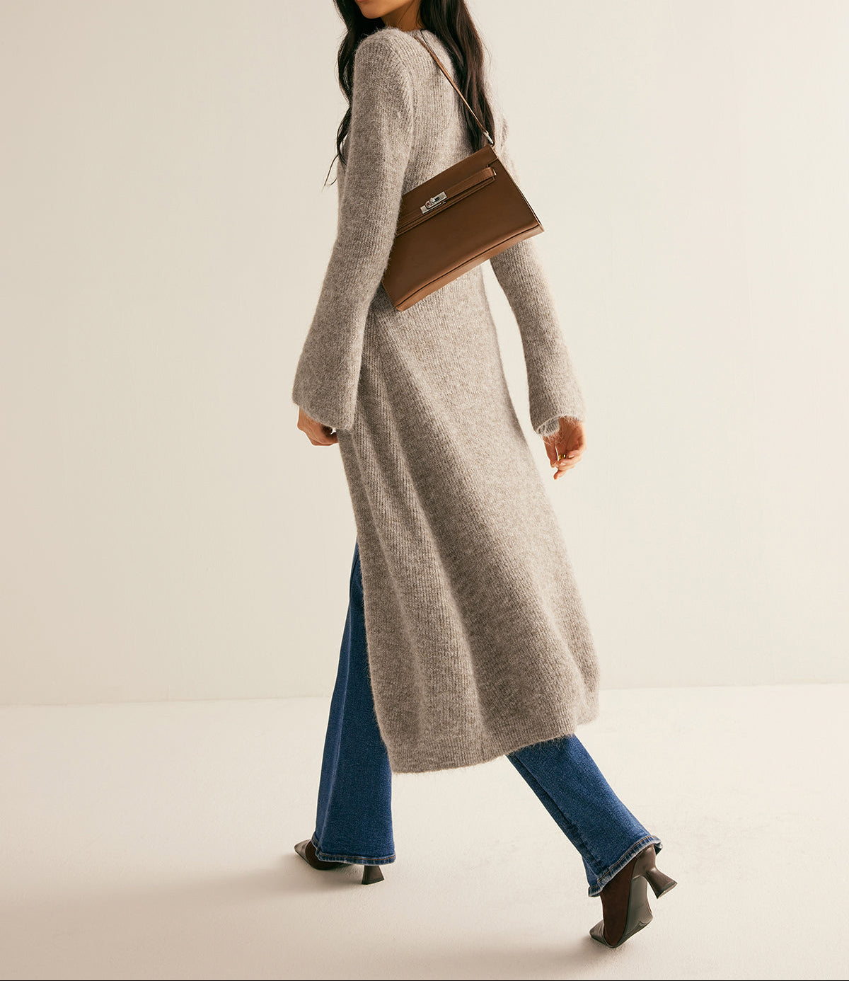 Elowyn V-Neck Button Front Knit Cardigan Dress