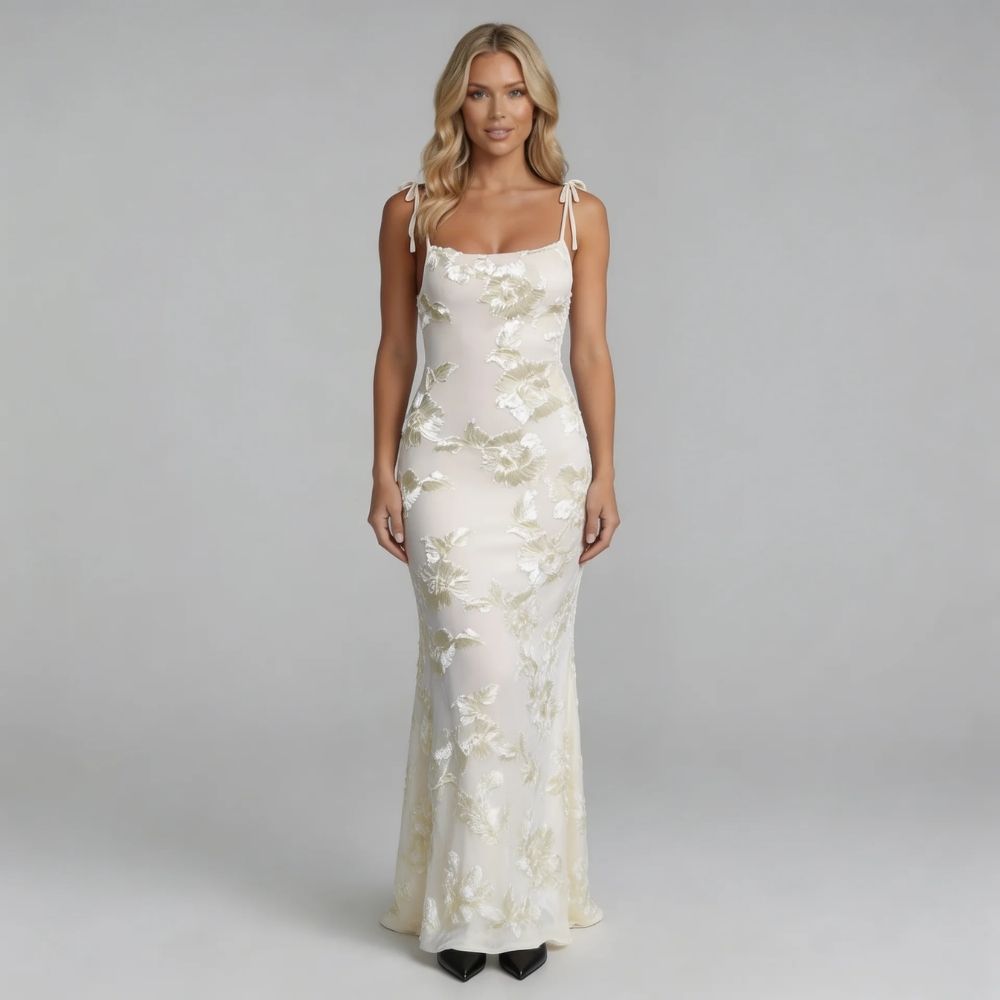 Elowyn Floral Embroidered Sleeveless Maxi Dress