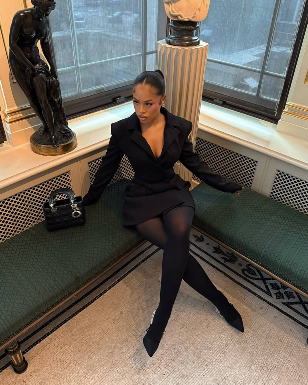 Lyra Deep V-Neck Double-Breasted Blazer Dress