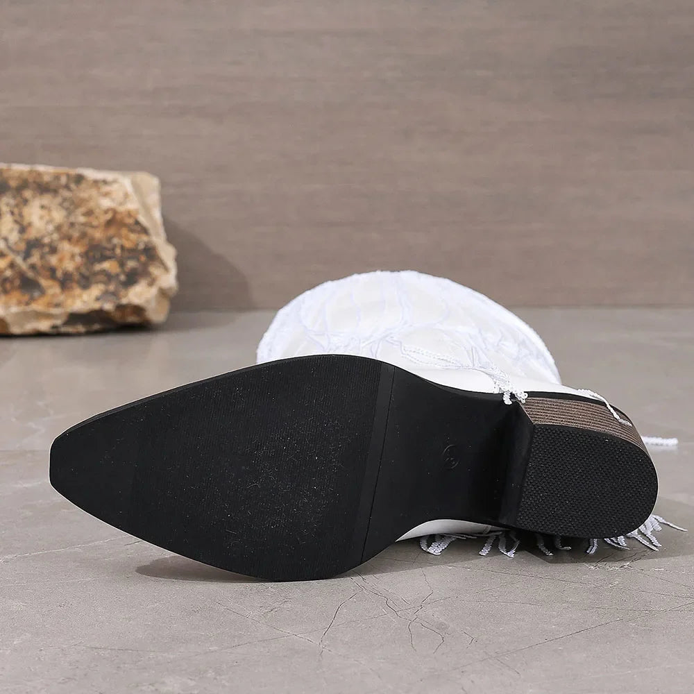 Arlette Fringe Mid-Calf Western Boots