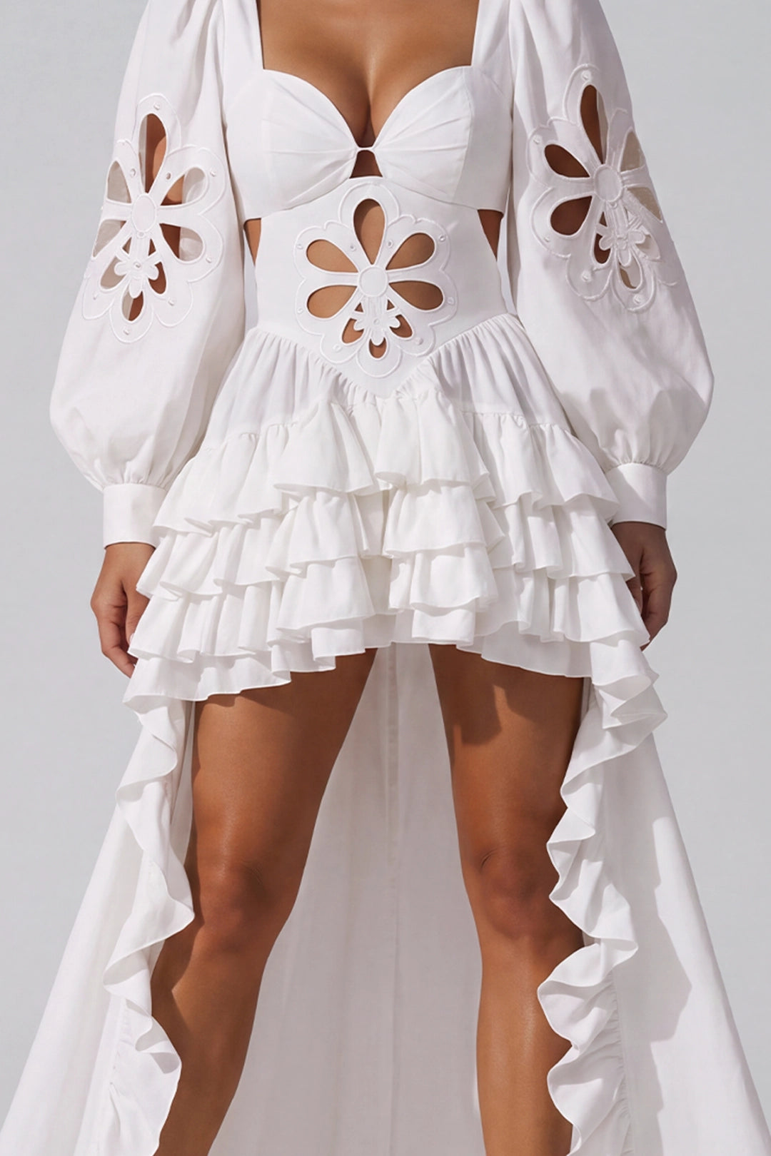 Evangeline Cut-Out Floral Cut-Out High-Low Mini Dress