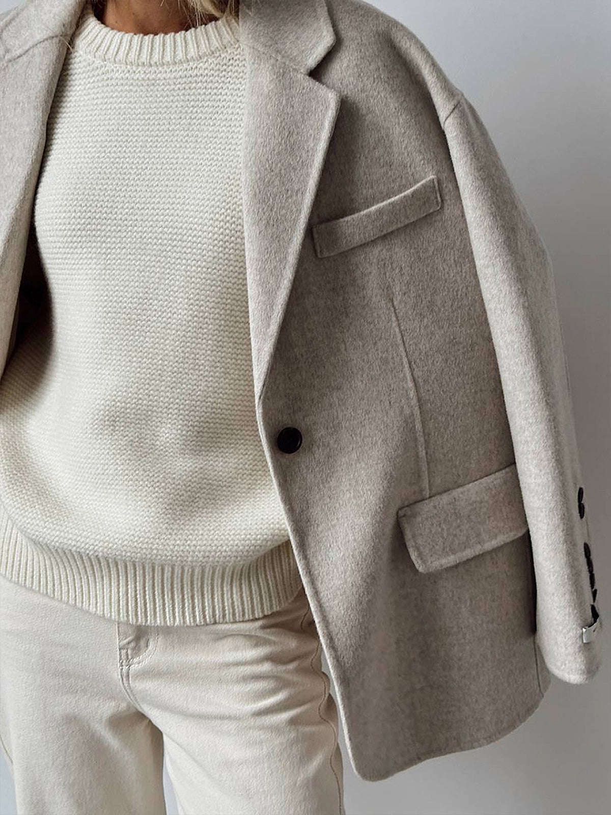 Evelyn Cream Heavyweight Textured Knit Sweater