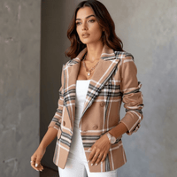 Evelyn Plaid Double-Breasted Tailored Blazer