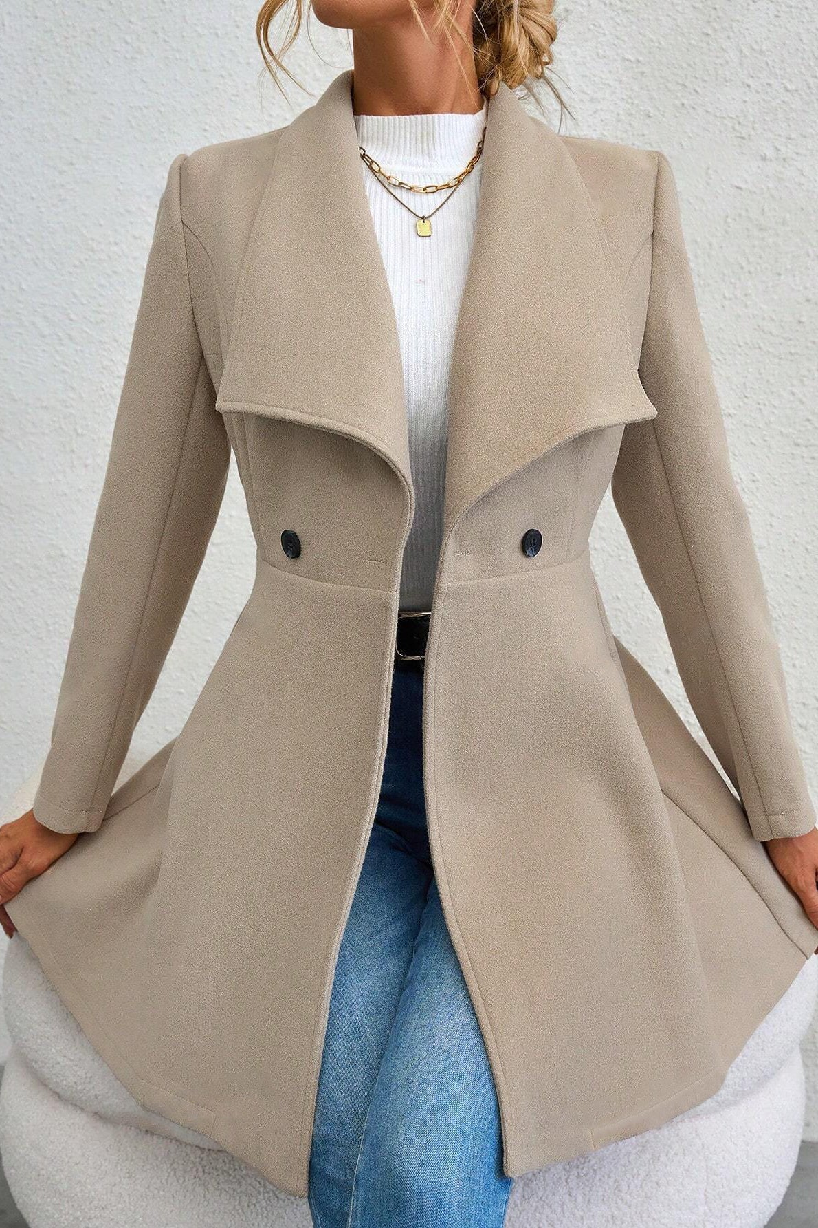 Evelyn Shawl-Collar Longline Tailored Coat
