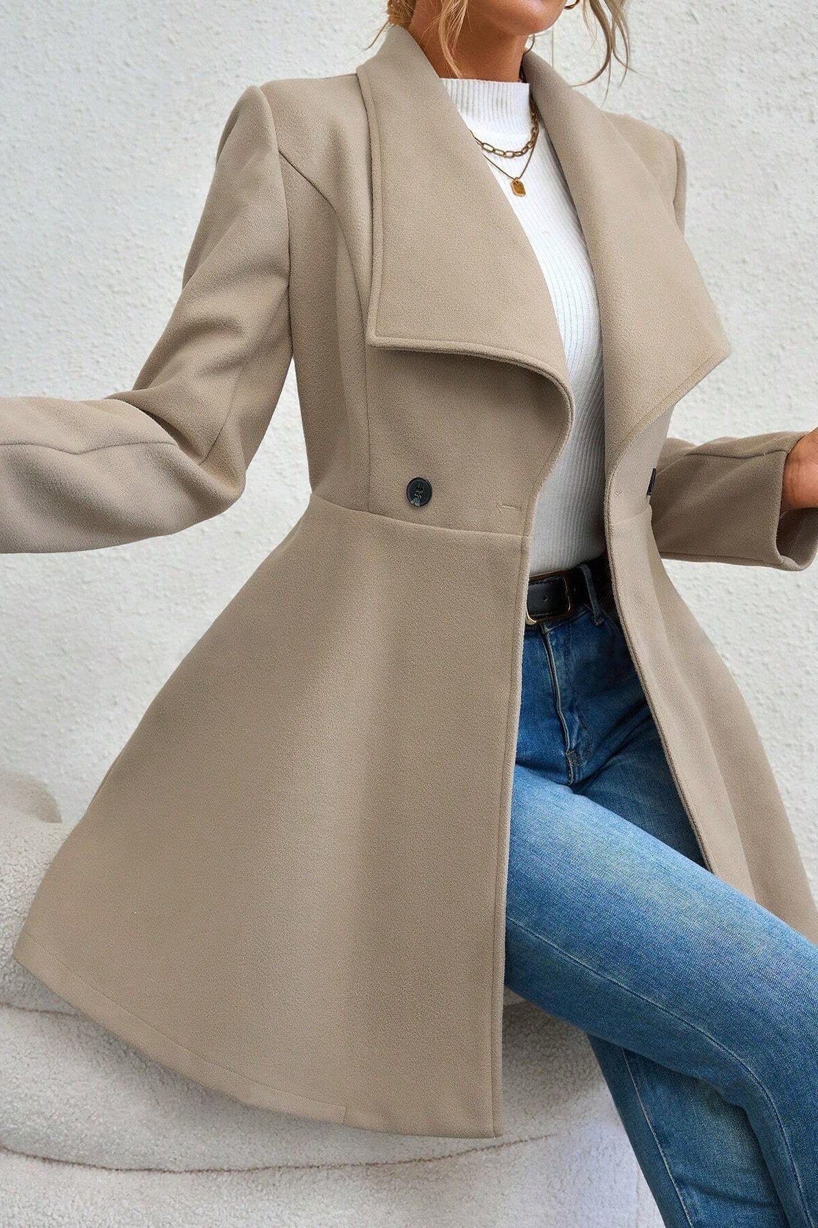Evelyn Shawl-Collar Longline Tailored Coat