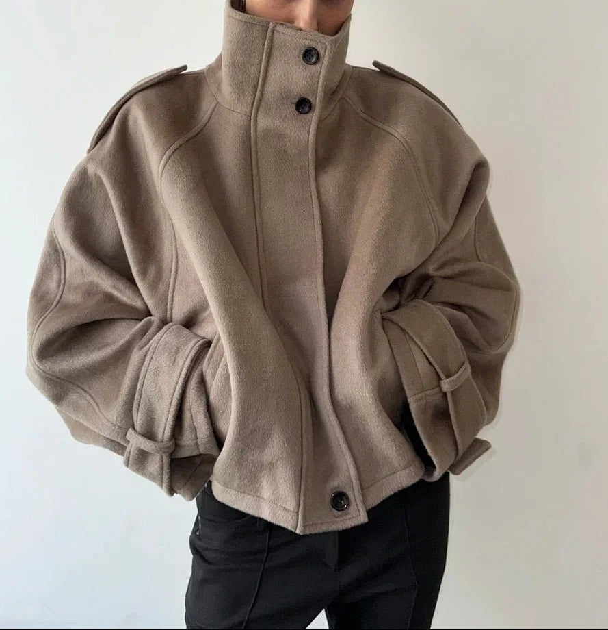 Elara Cropped High Collar Coat