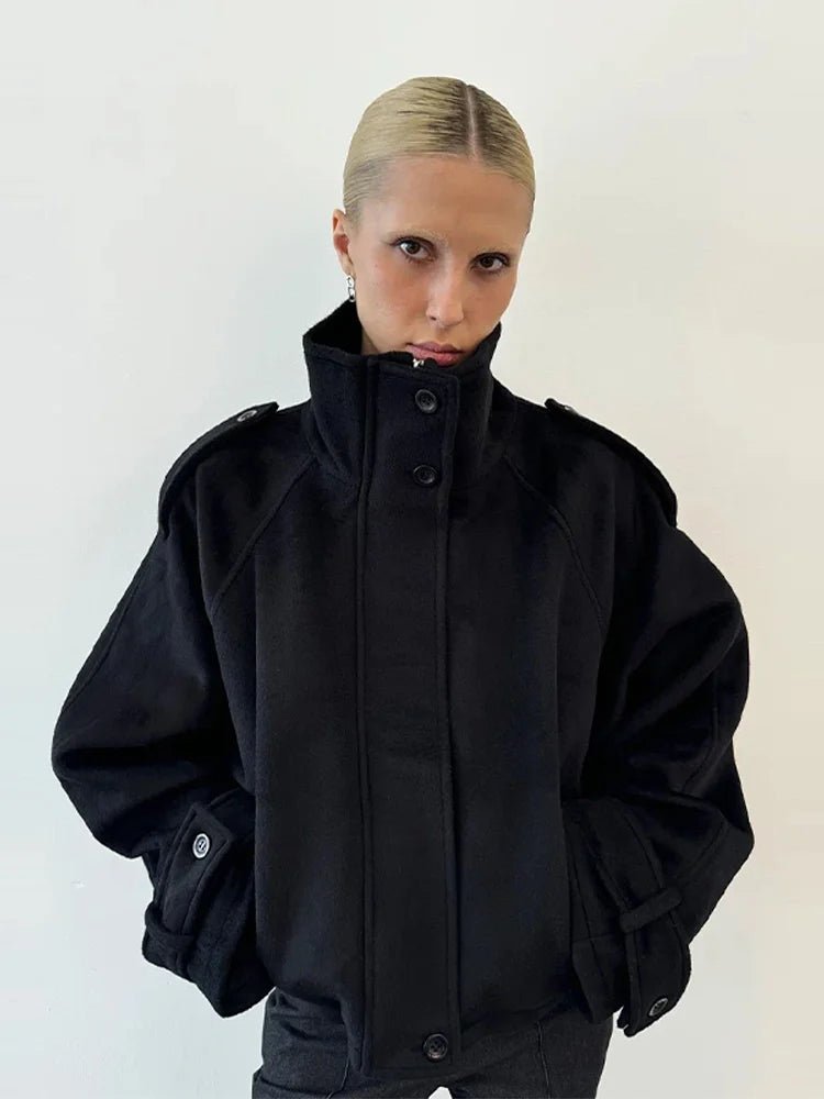 Elara Cropped High Collar Coat