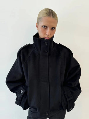 Elara Cropped High Collar Coat