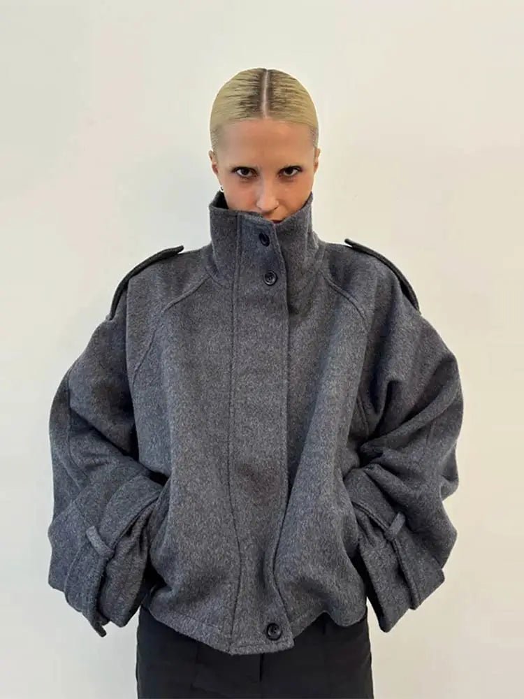 Elara Cropped High Collar Coat