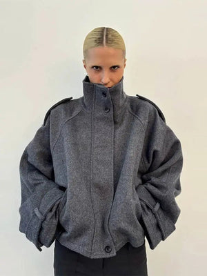 Elara Cropped High Collar Coat