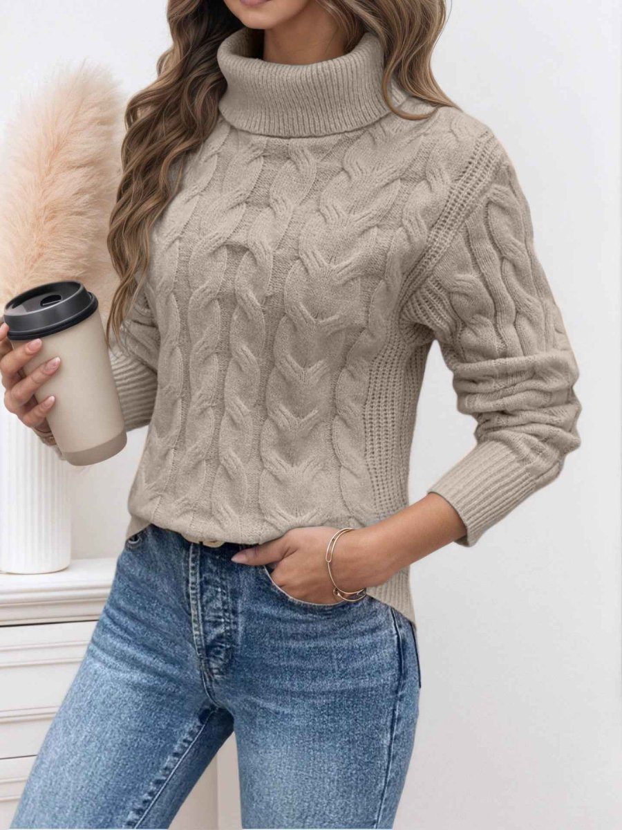 Freja Cable-Knit Turtleneck Sweater