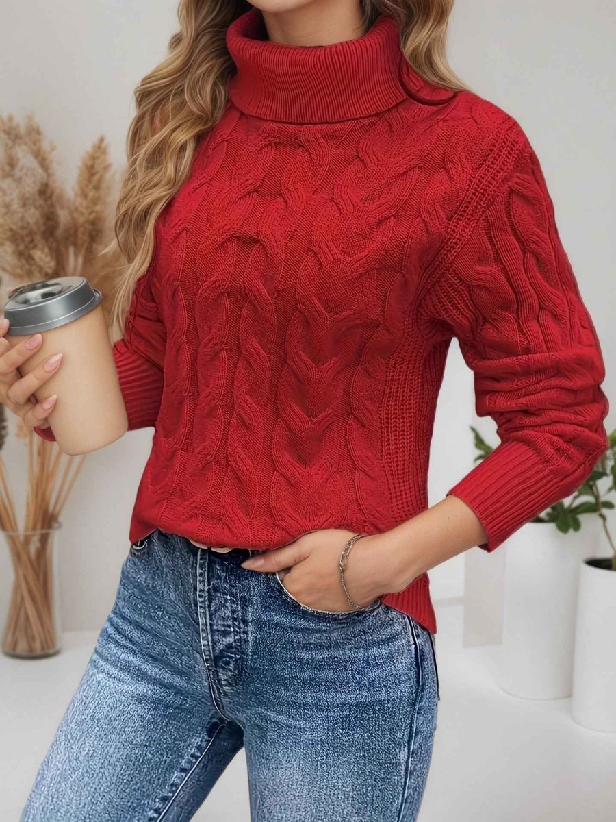 Freja Cable-Knit Turtleneck Sweater