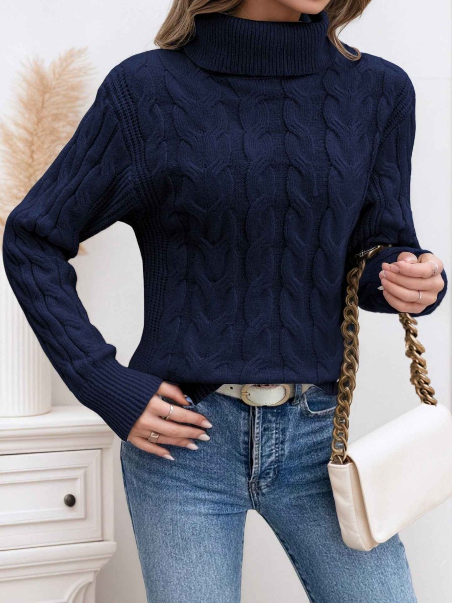 Freja Cable-Knit Turtleneck Sweater