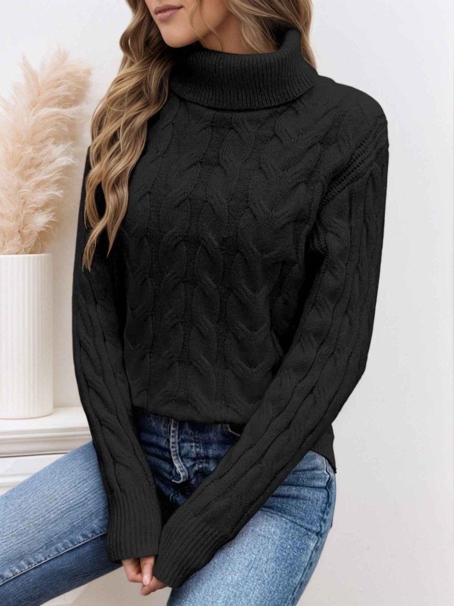 Freja Cable-Knit Turtleneck Sweater