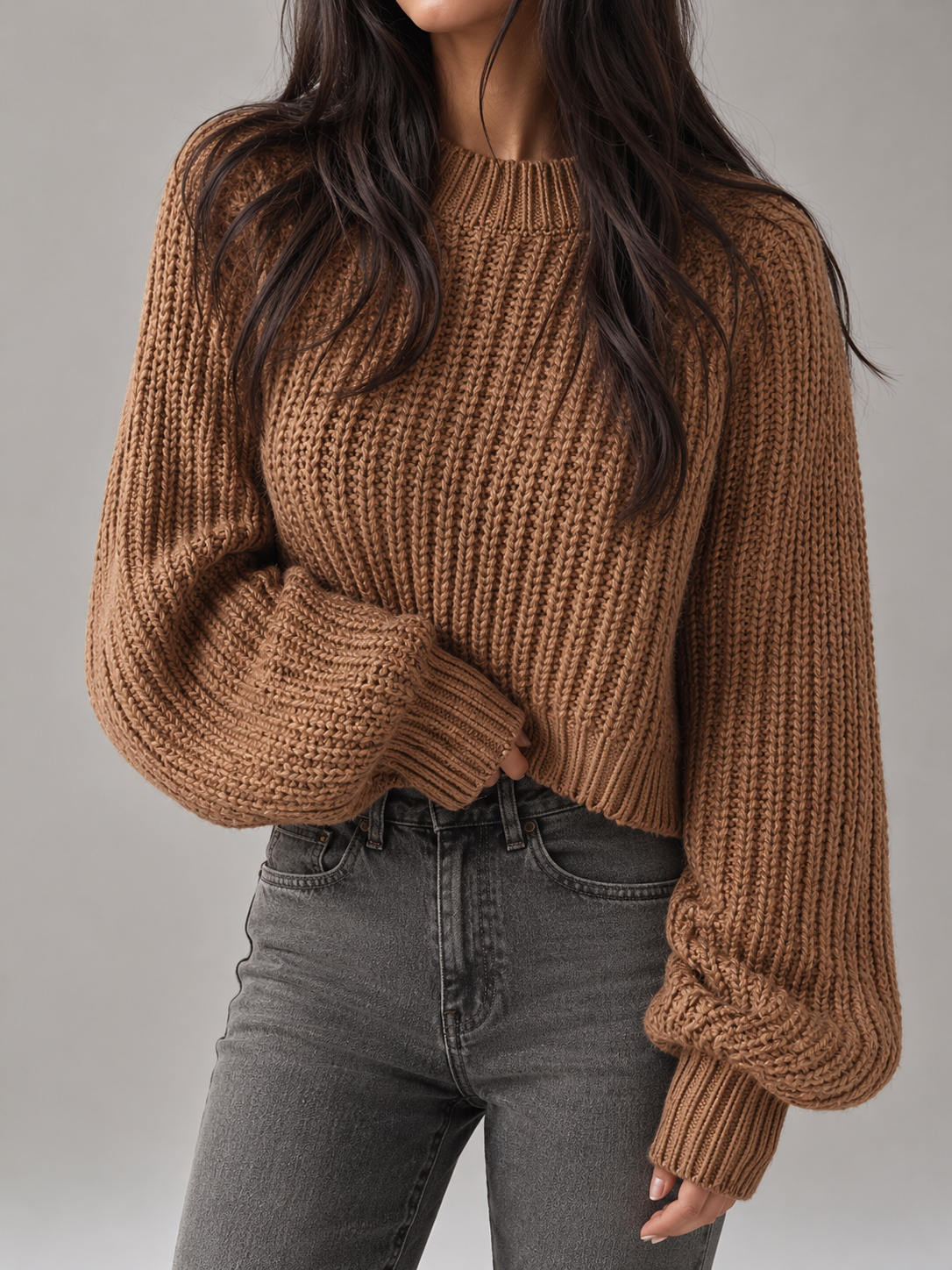 Freja Chunky Ribbed Mock-Neck Sweater