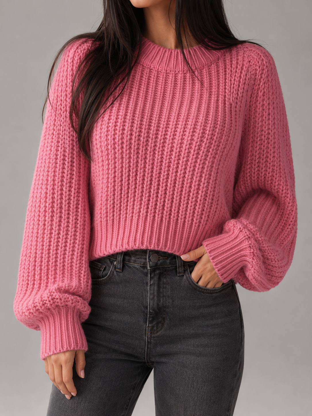 Freja Chunky Ribbed Mock-Neck Sweater