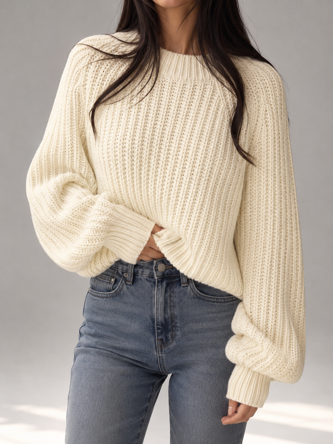 Freja Chunky Ribbed Mock-Neck Sweater