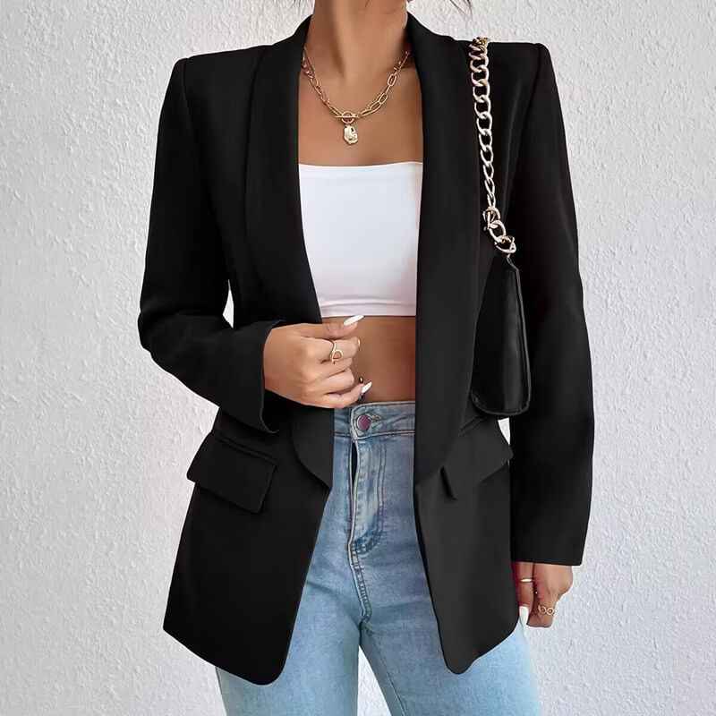 Freja Minimalist Shawl-Collar Tailored Blazer